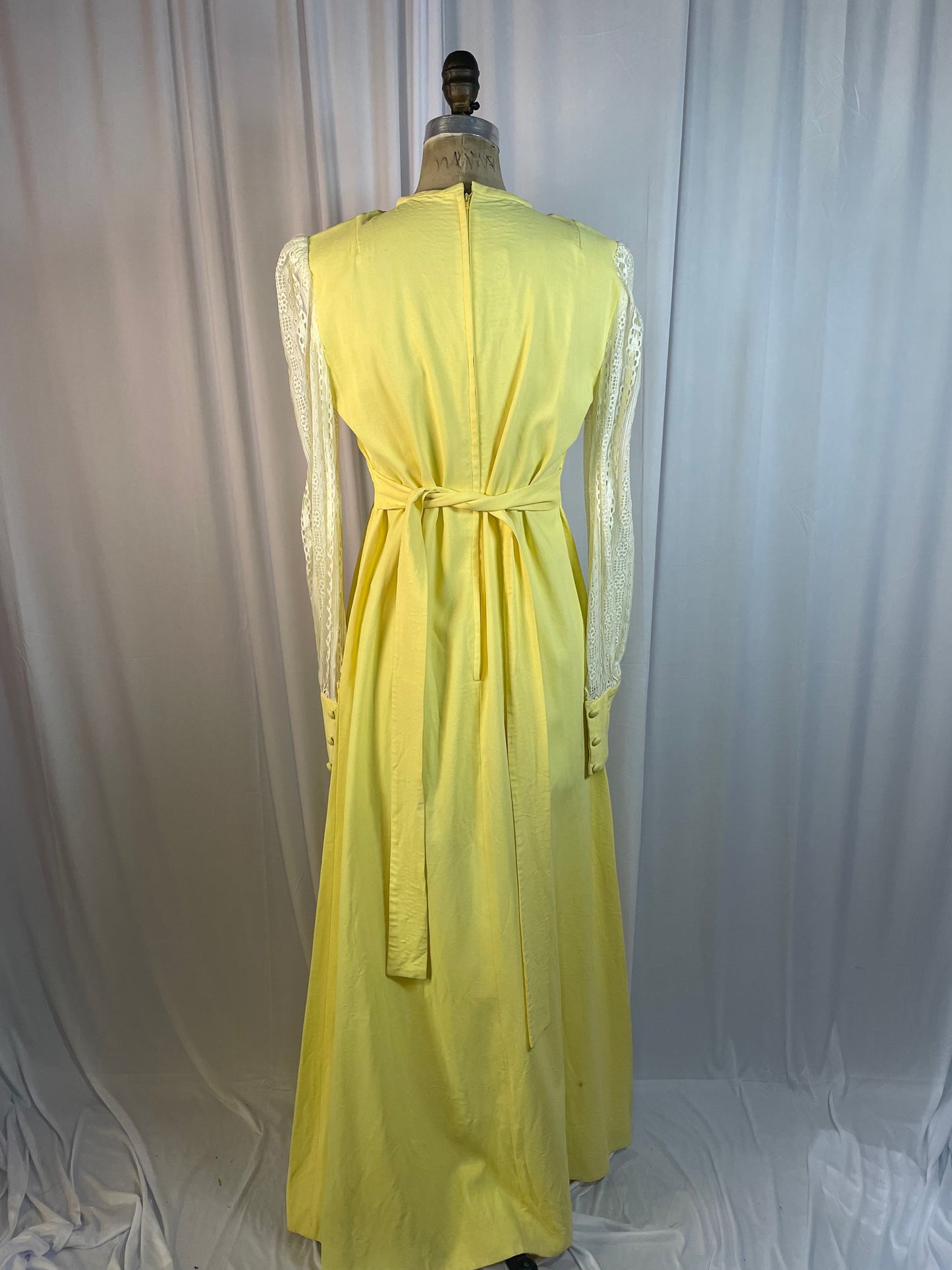 Vintage 70s Yellow Prairie-style Dress, size medium