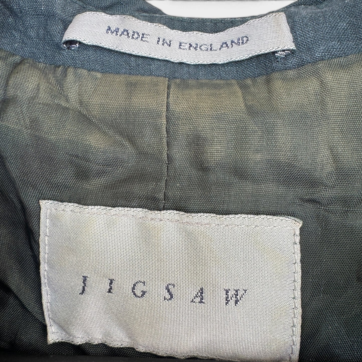 Archival 90s Vintage JIGSAW Made in England Black Linen Duster Coat, Size L