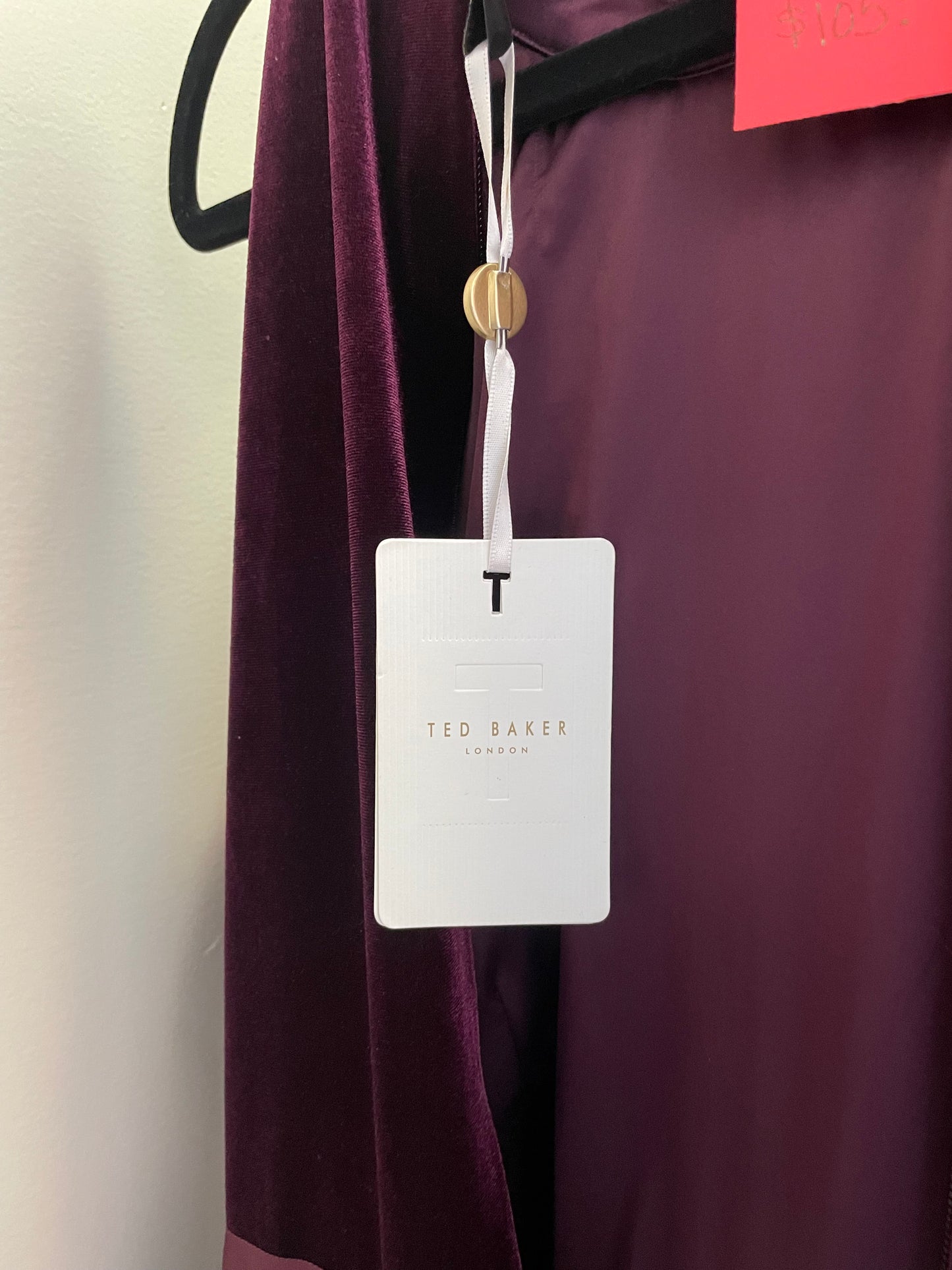NWT Ted Baker Burgundy Velvet Dress, size 5