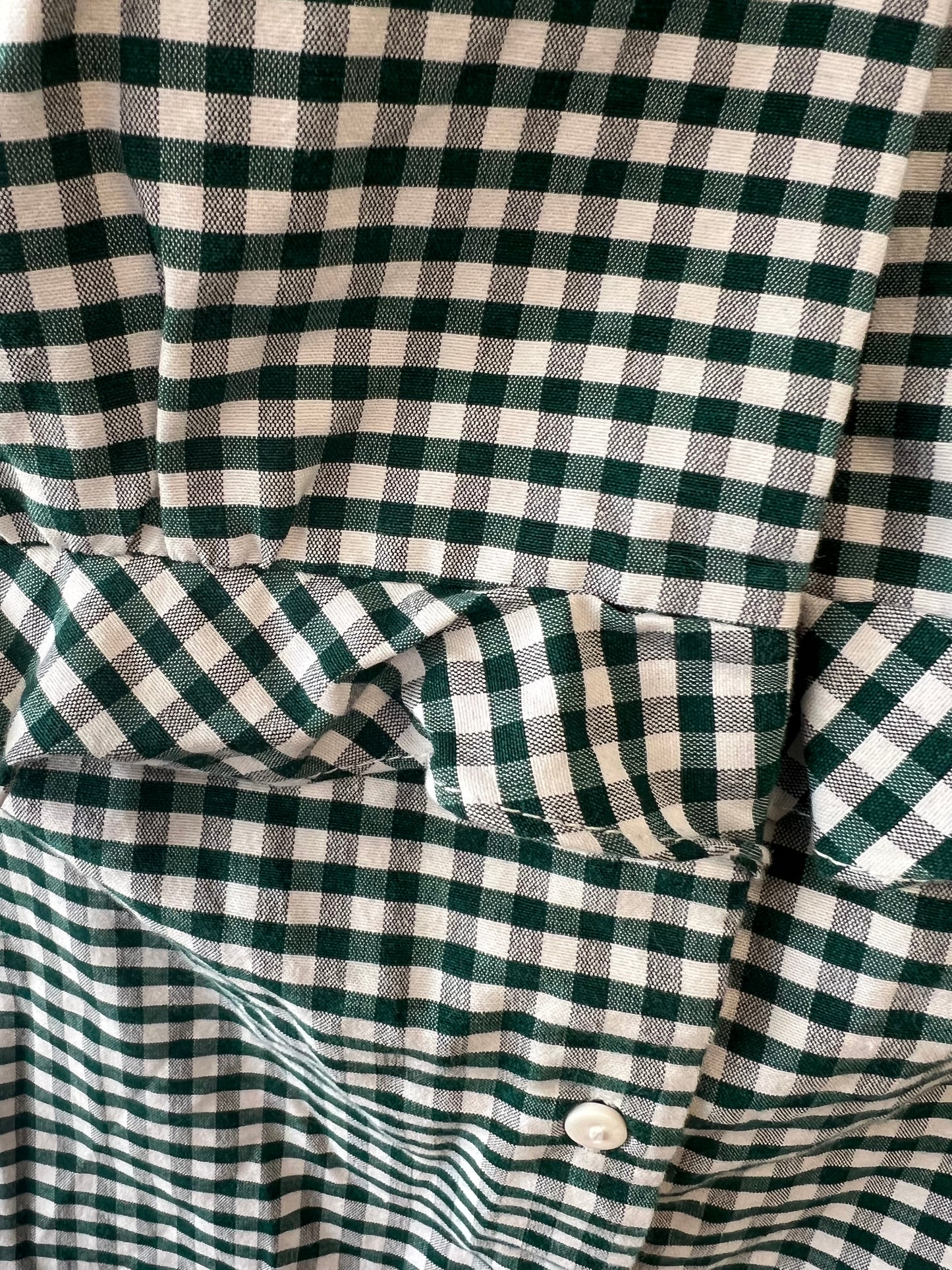 Zara Green Gingham/Plaid Button-down Top, size s