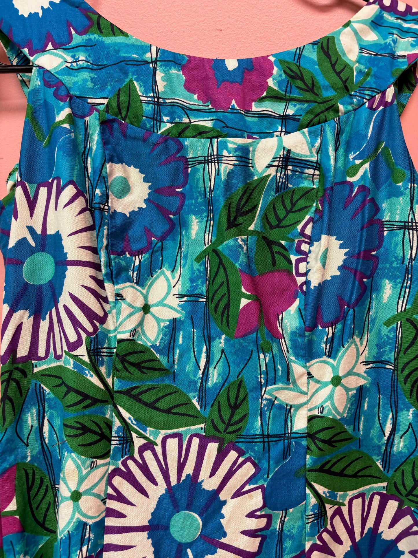 1960s Vintage Flower Print Dress