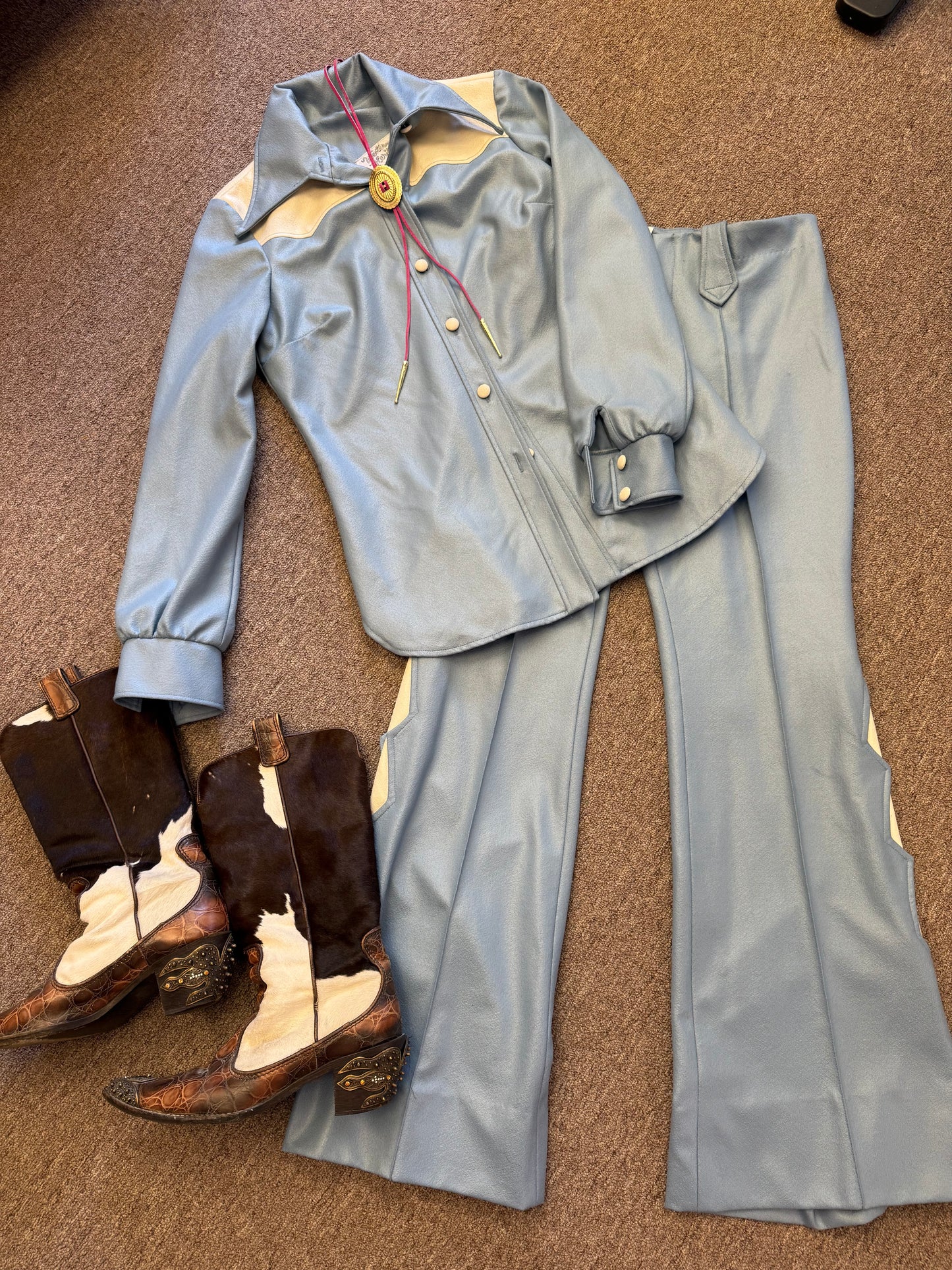 Blue 1970's Western Women’s Pants Suit - 2 piece