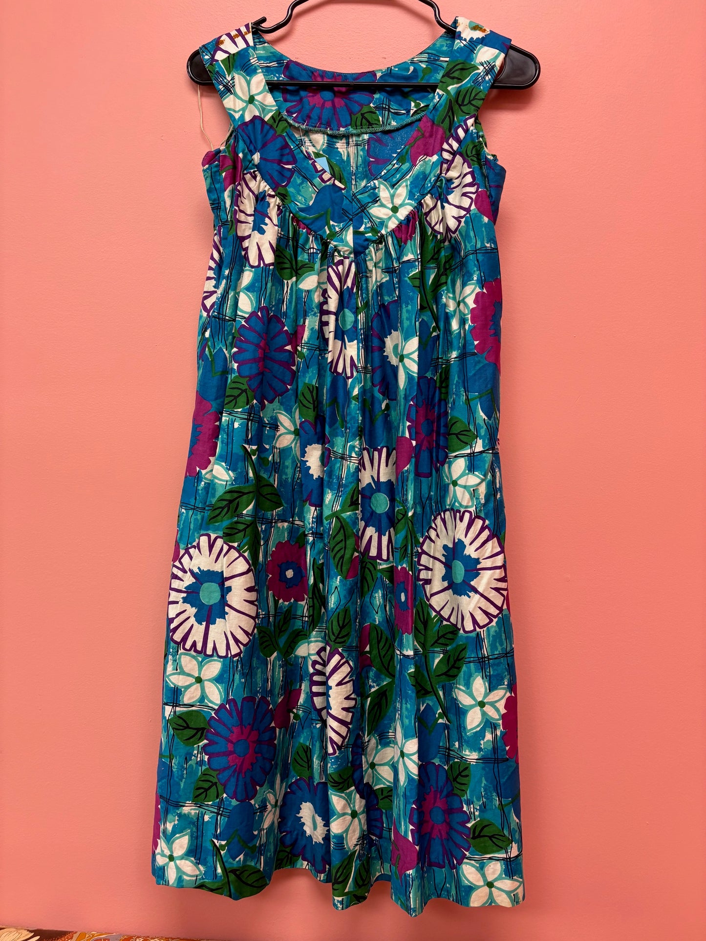 1960s Vintage Flower Print Dress