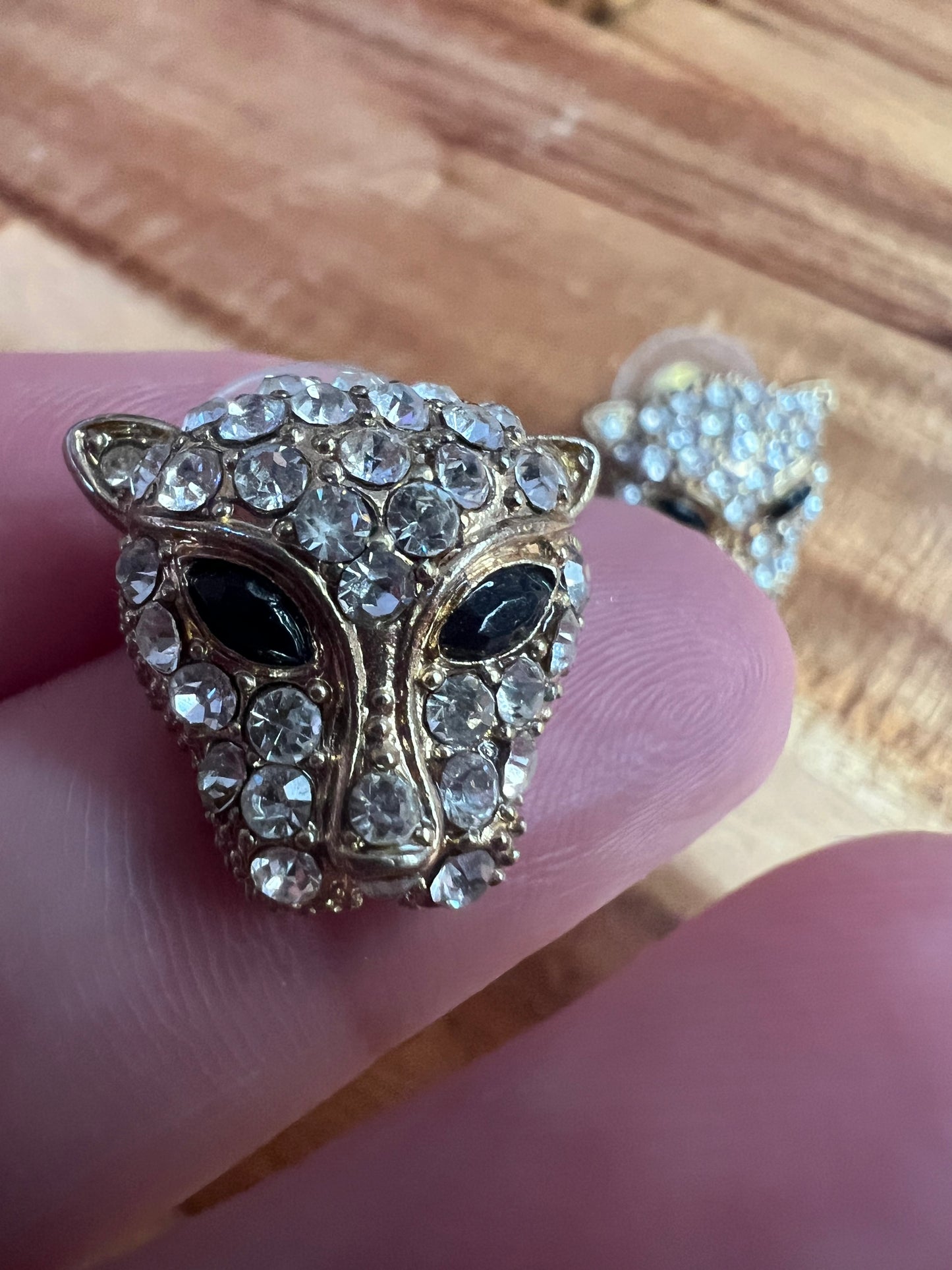 Sparkly Panther Vintage Earrings