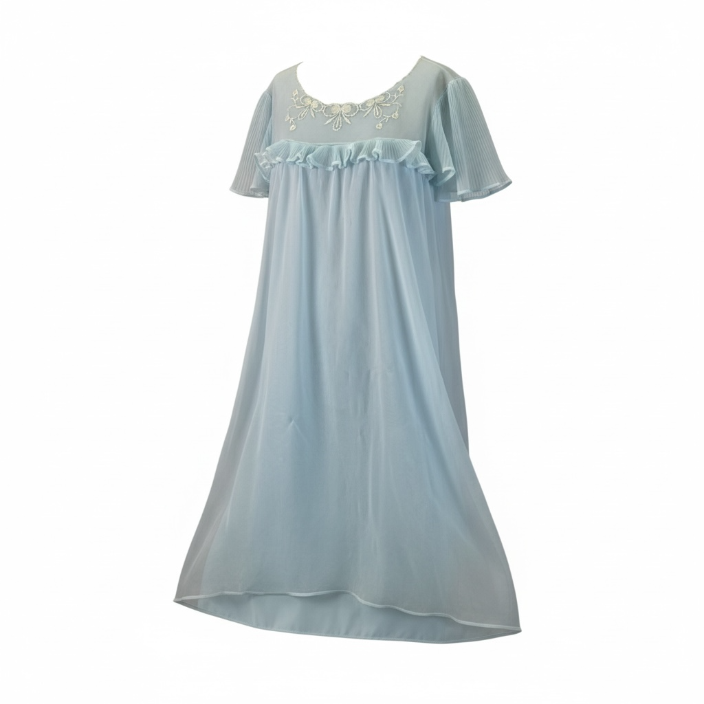 Pale Blue Knee-Length Vintage Nightgown 60’s, m/l