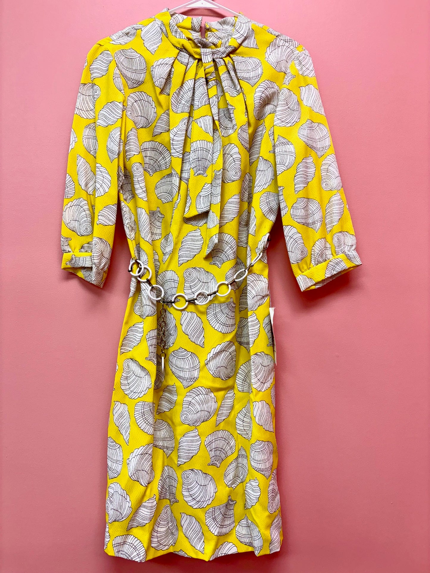 Vintage NWT Yellow Seashell Dress with Belt