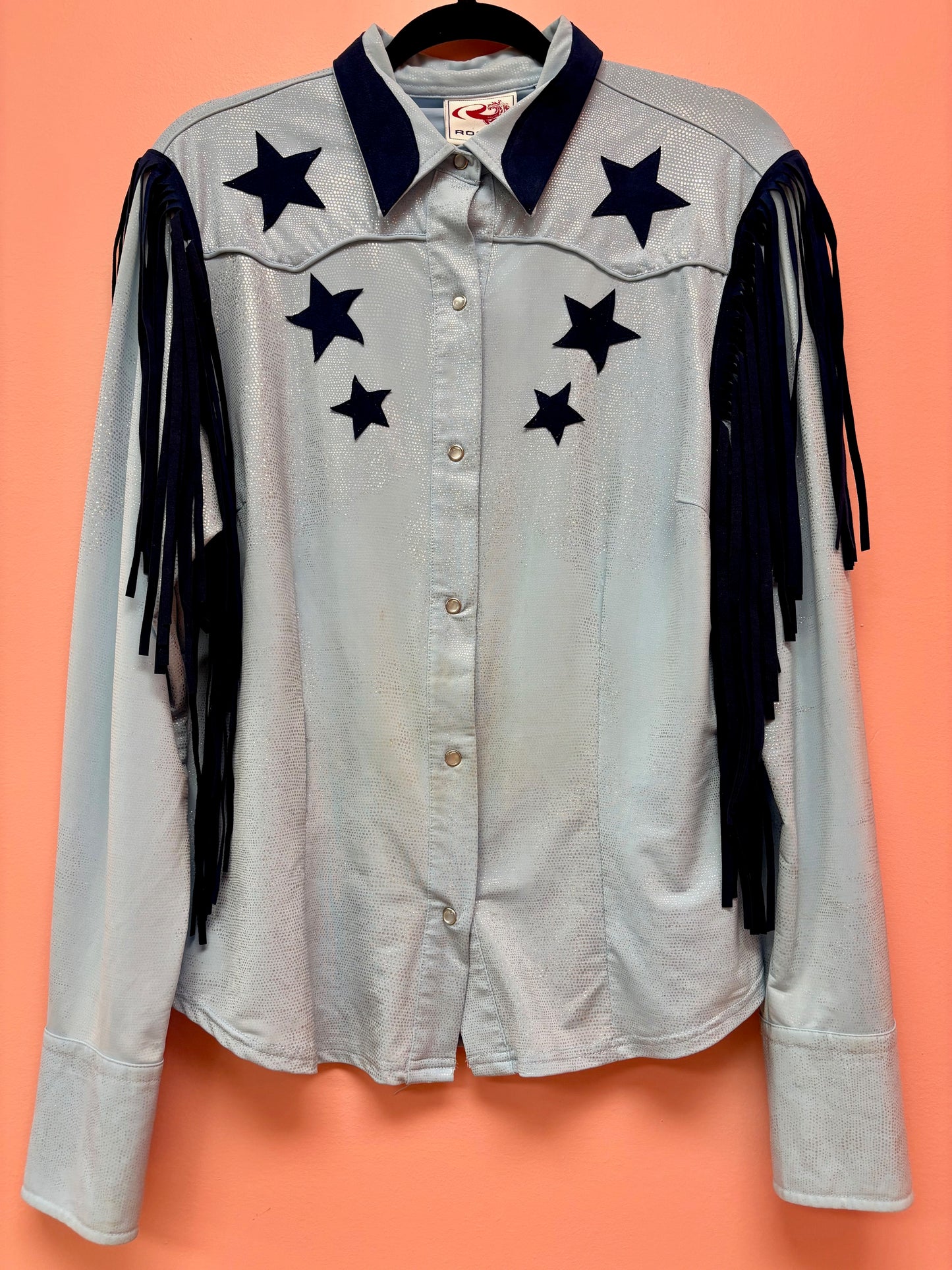 Vintage Blue Retro Glam Cowgirl Shirt