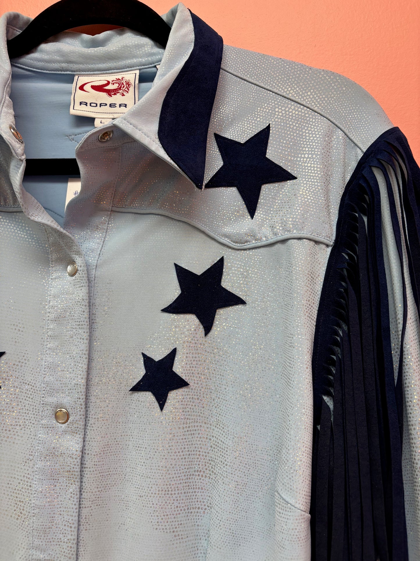 Vintage Blue Retro Glam Cowgirl Shirt