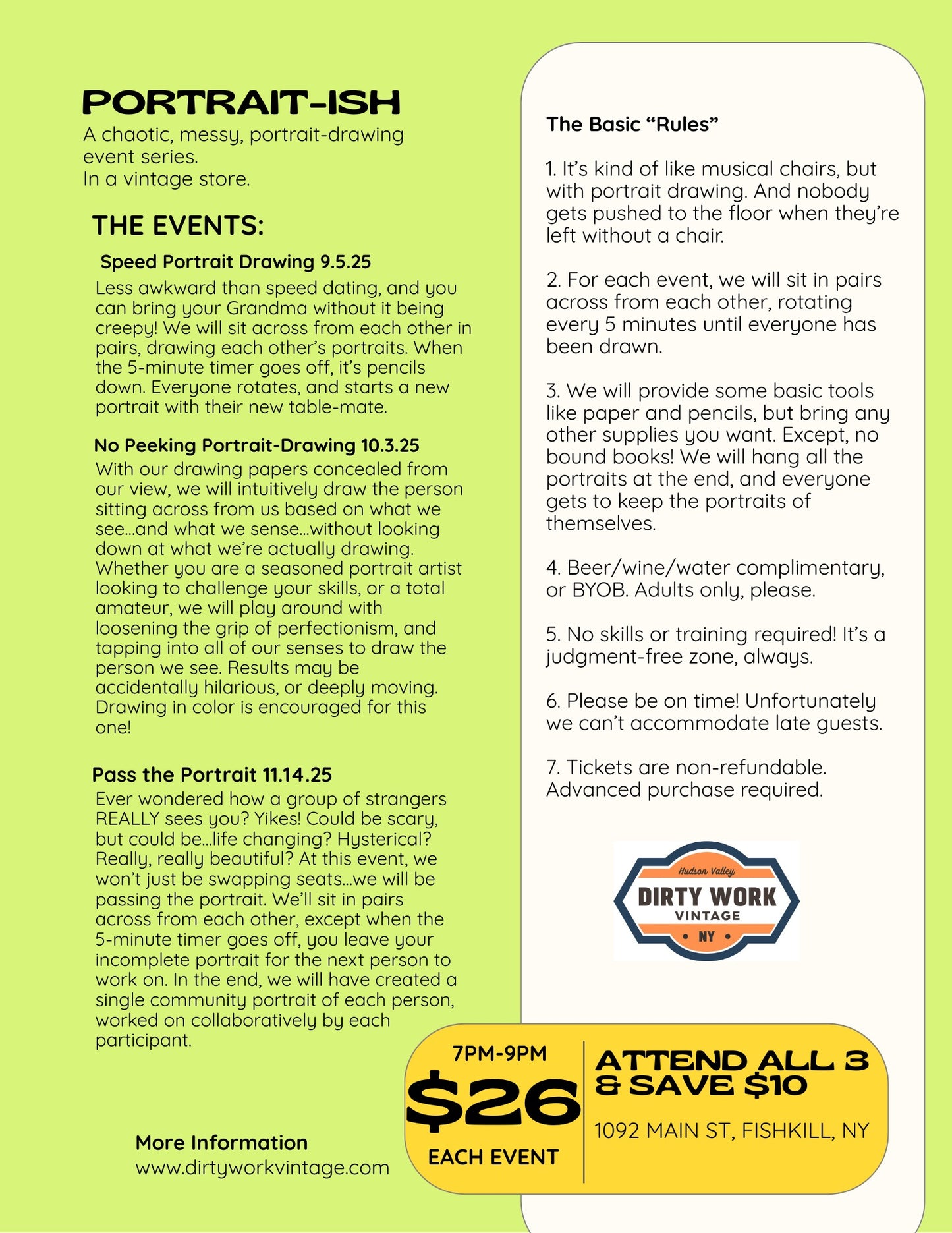 Portrait-Ish -- Attend all 3, Save $10