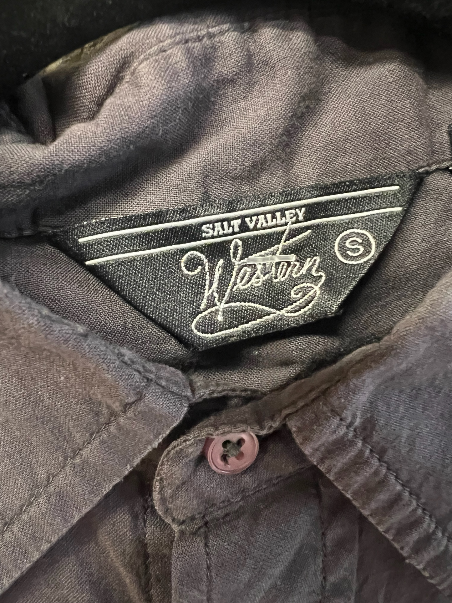 Sun Valley Western Vintage Grey Pearl Snap Shirt, size s