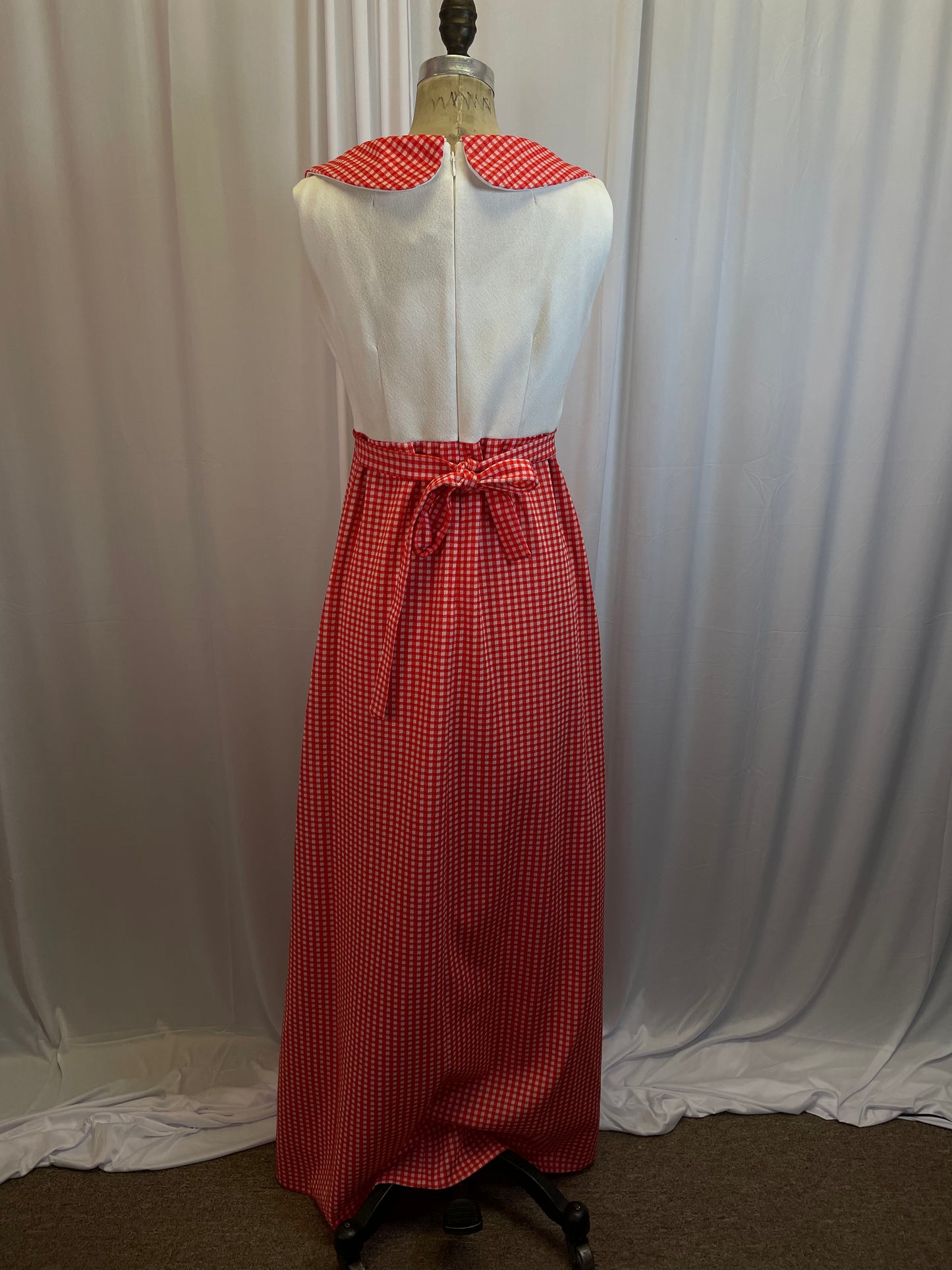 Vintage 60’s/70’s Red Gingham Maxi Dress, sz m