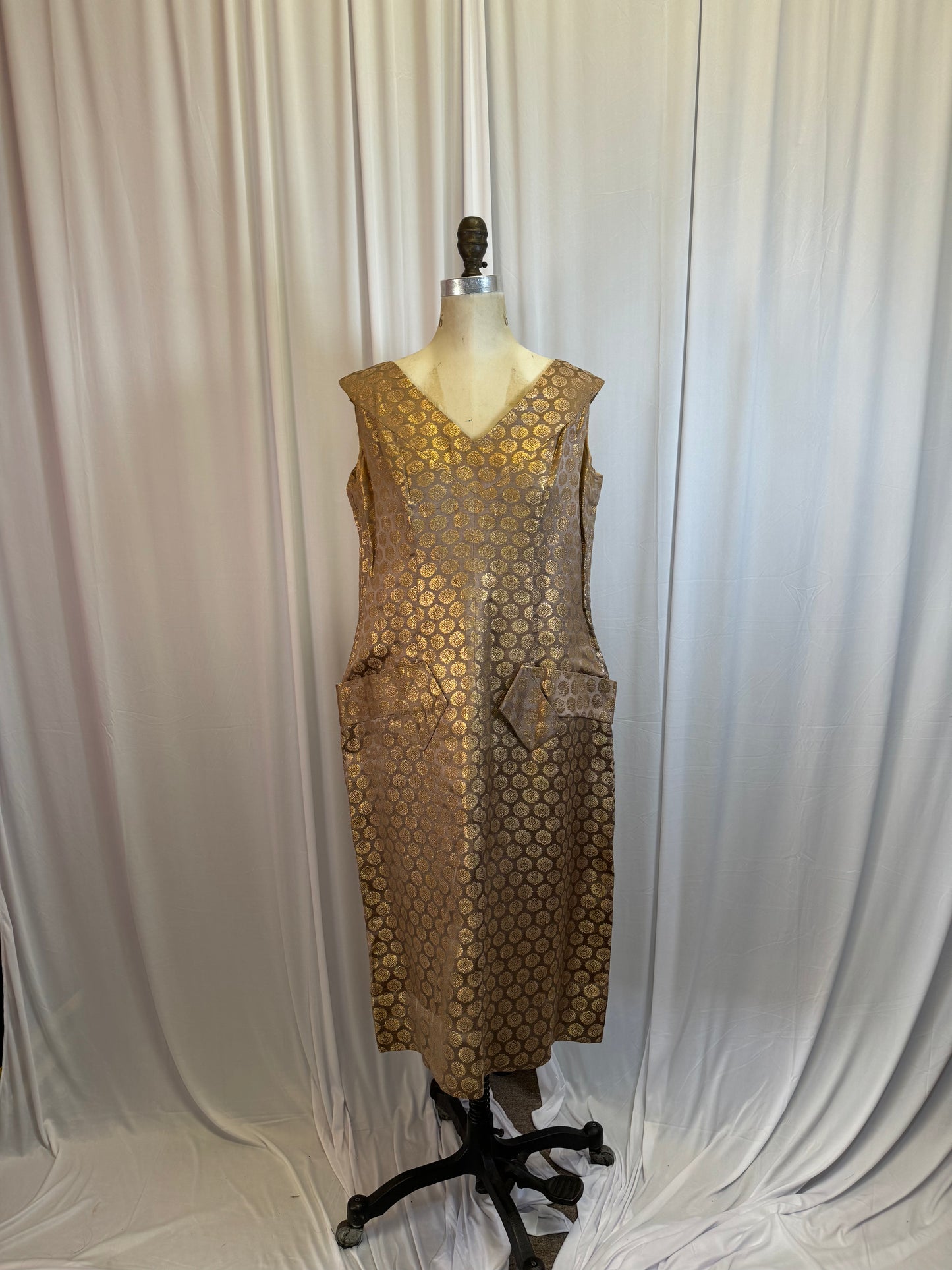 50s Brocade Fur Collar Coat & Dress