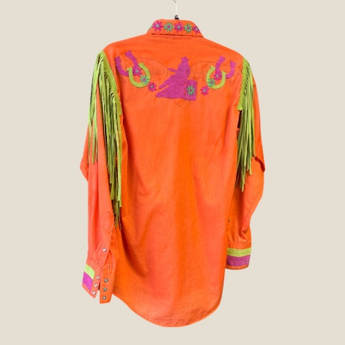 Rockmount Ranch Wear Vintage Western Shirt with Fringe, size small to medium