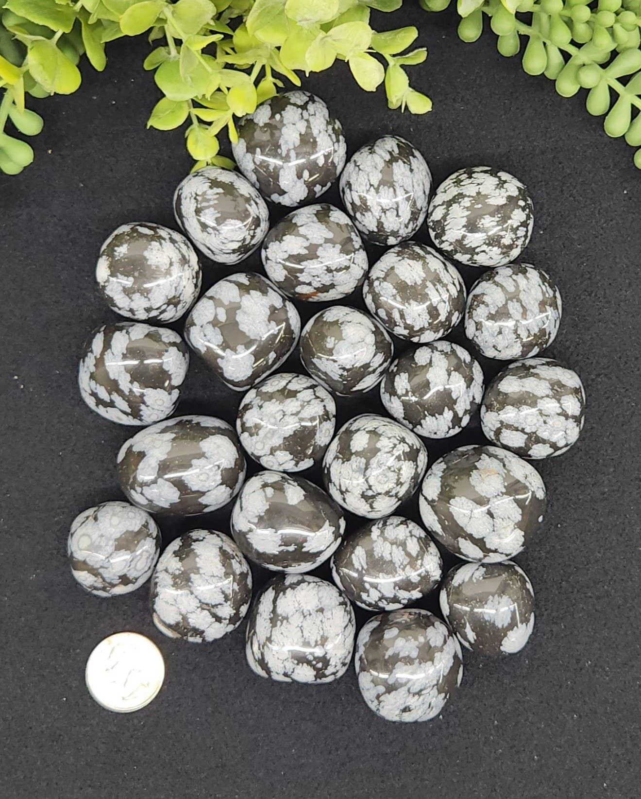 Snowflake Obsidian Tumbled Stone for Persistence in Difficult Times (+ Dirty Witch pouch!)