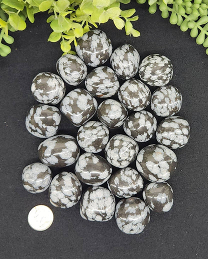 Snowflake Obsidian Tumbled Stone for Persistence in Difficult Times (+ Dirty Witch pouch!)