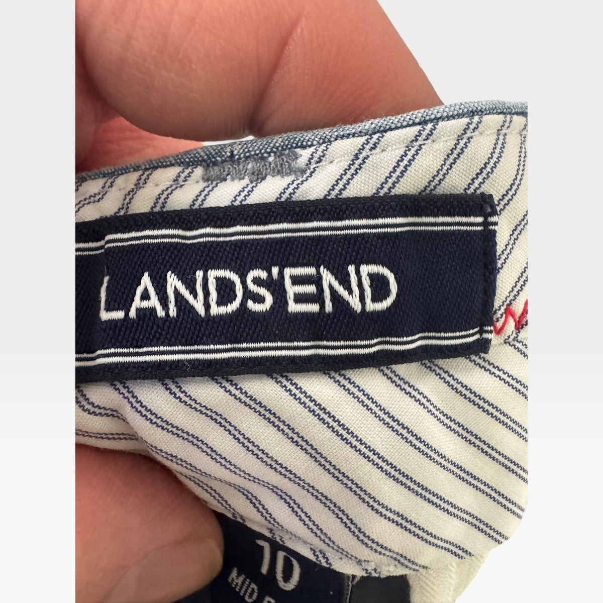 Lands’ End 100% Cotton, Mid-Rise Straight Leg Blue Women’s Pants, Sz 10