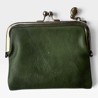 Olive Green Vintage-Style Kiss-Lock Wallet / Coin Purse, Pre-Owned, Unused