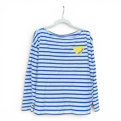 NWT Kate Spade Blue Striped Long Sleeved Tee, size xl