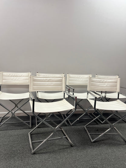 Vintage Mid Century Modern Chrome Directors Chairs 1970’s - Set of Six