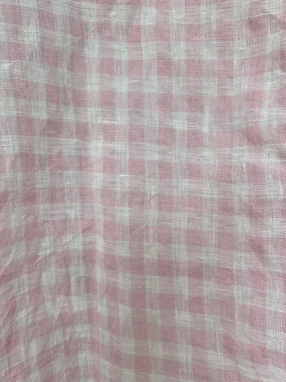 CP Shades Pink Gingham 100% Linen Women’s Button Up Shirt, Size L