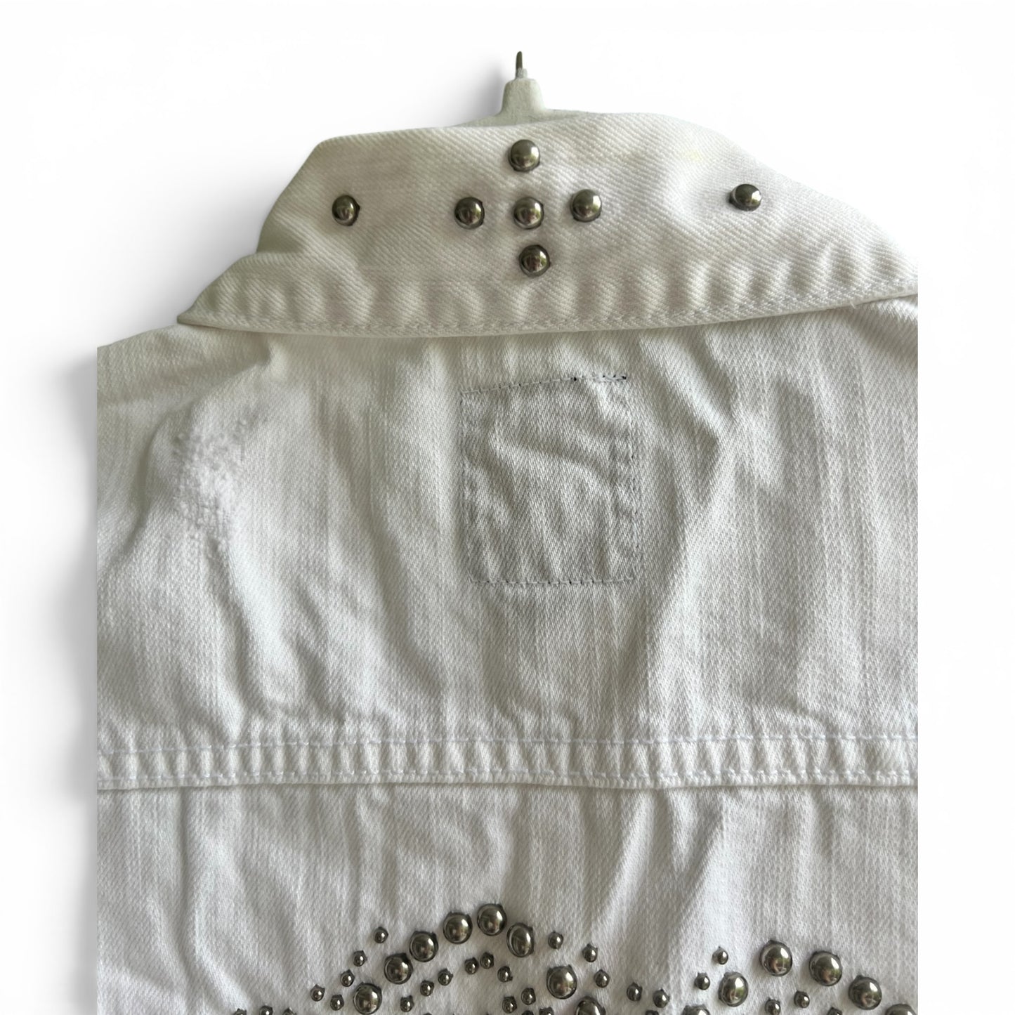 Lucky Brand White Studded Jean Jacket, size large
