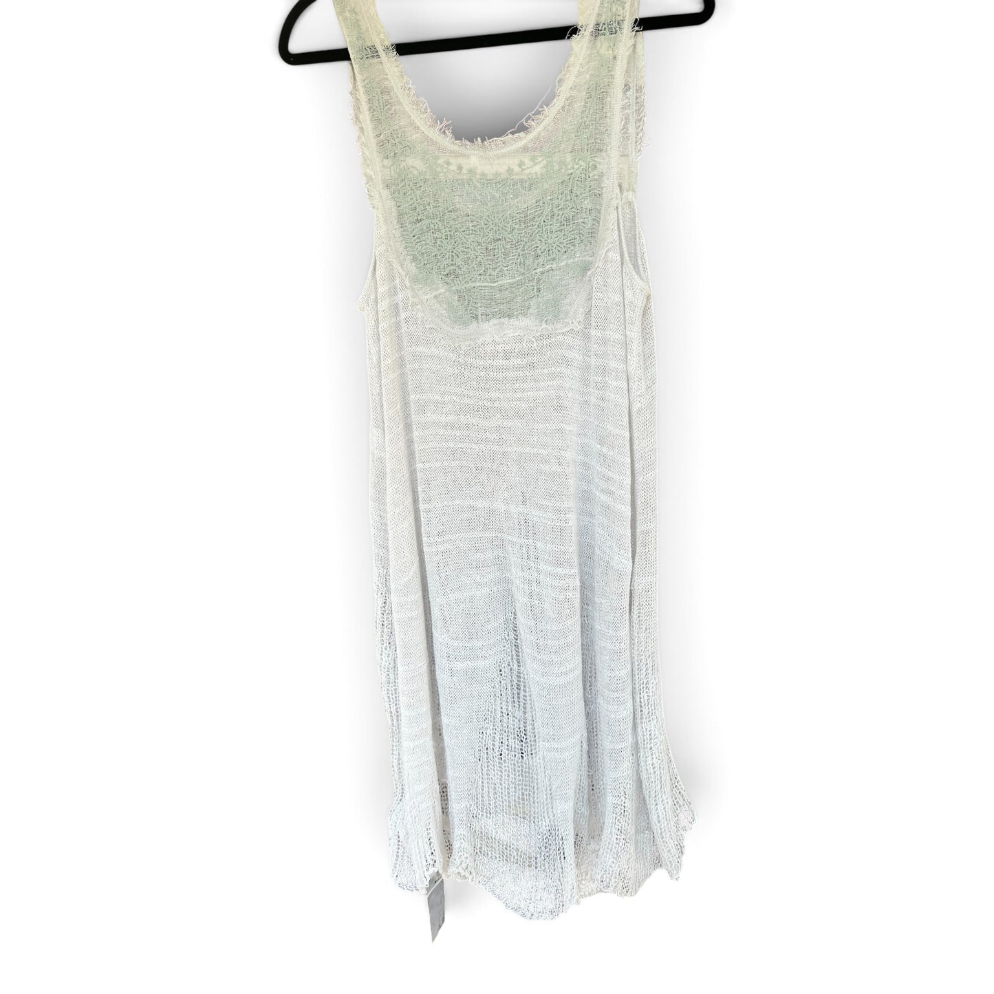 NWOT Free People Boho Open Knit Lace Fairy Tunic Dress White, Size Large