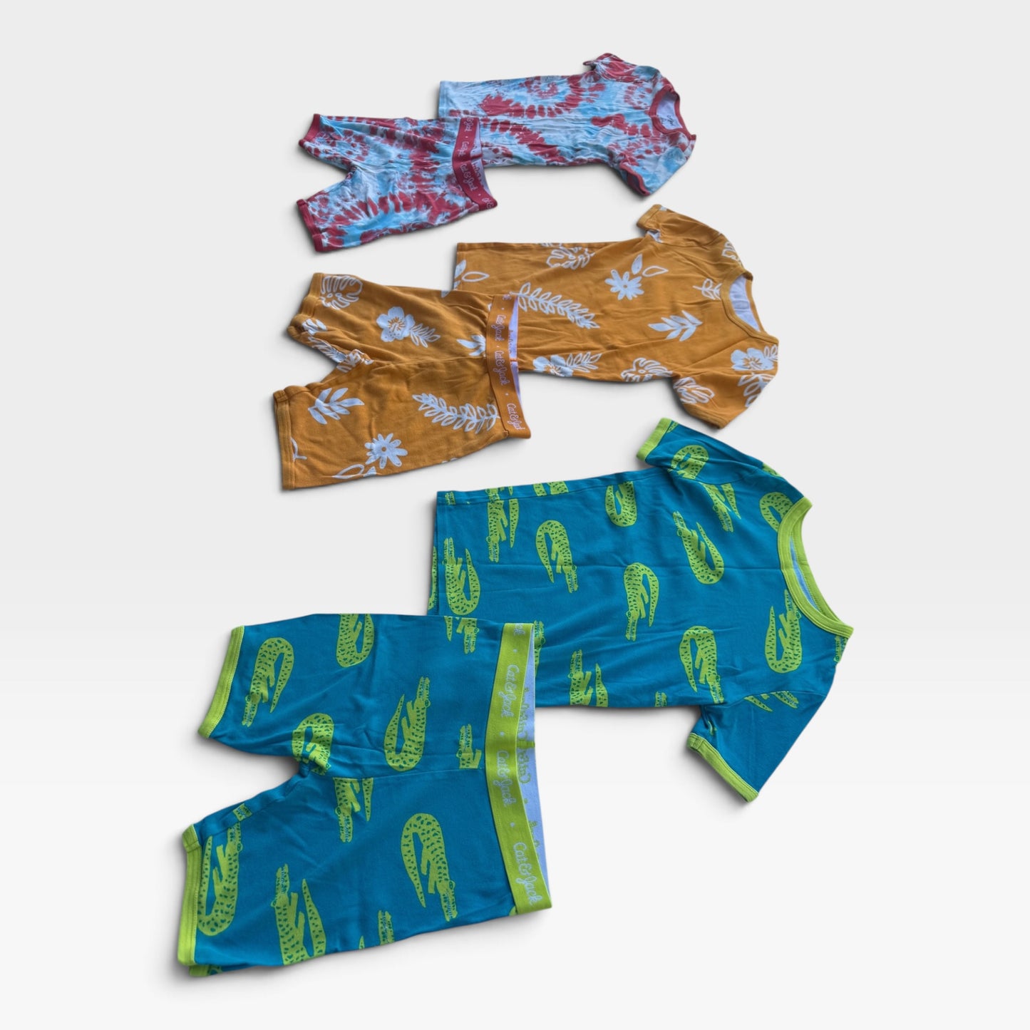 Bundle | Three Matching Sets of Kids Cat & Jack Pajamas | 100% Cotton | Size 8