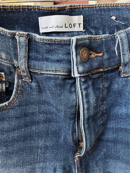 Loft Jeans, Artistically Mended Knee, Skinny With Ankle Vents, Size 27/4
