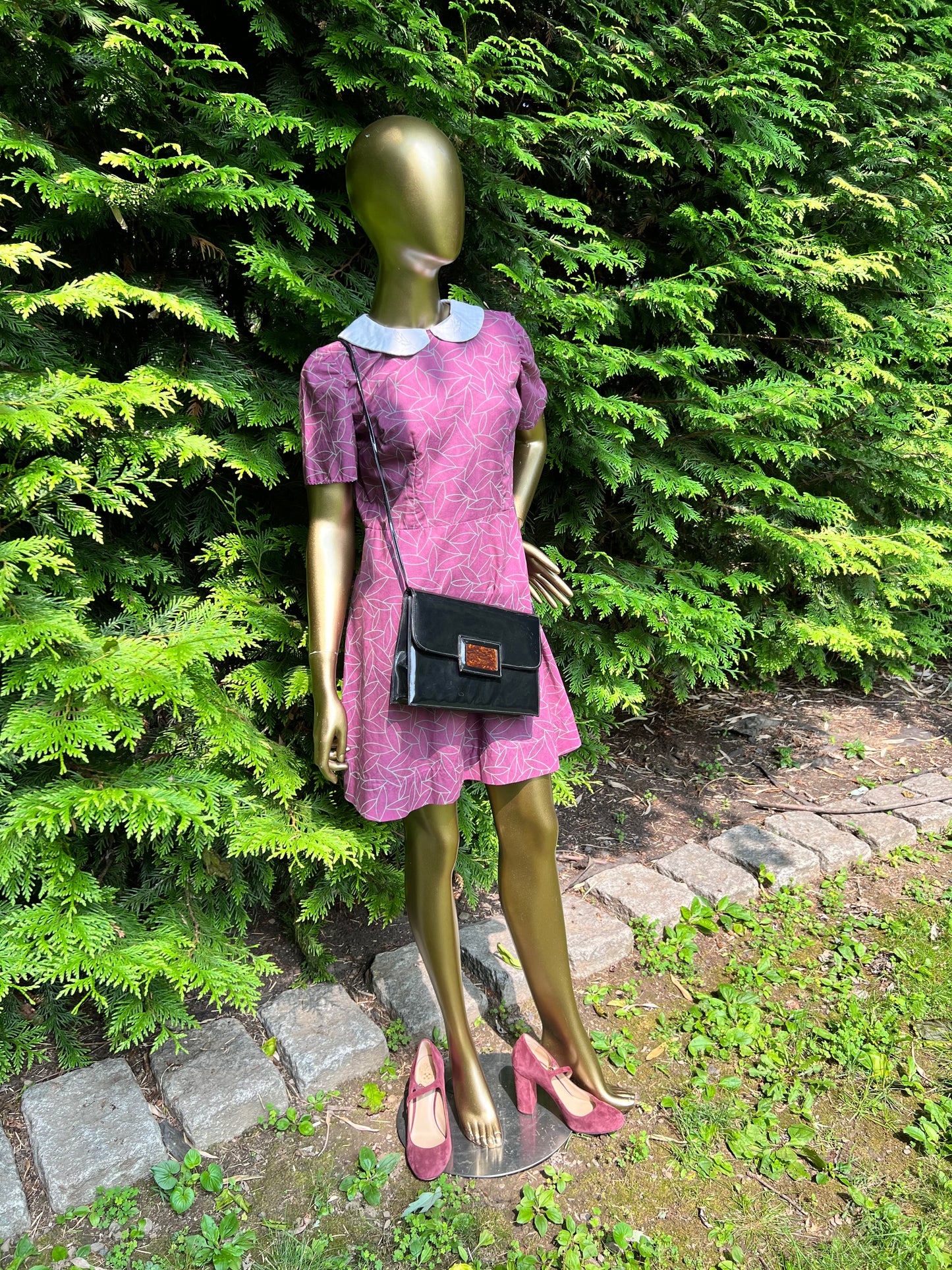 Purple Dress with Birds on Collar, size xs/s