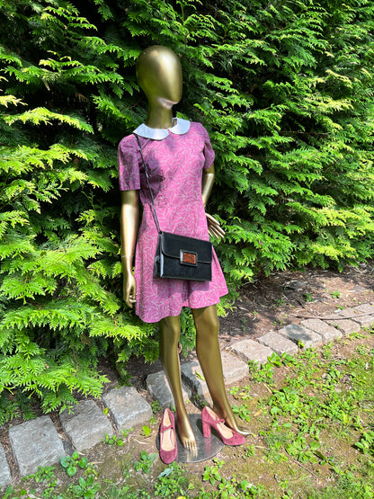 Purple Dress with Birds on Collar, size xs/s