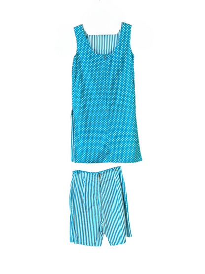 Vintage 60’s 2-Piece Reversible Tunic Top + Shorts Set, size small