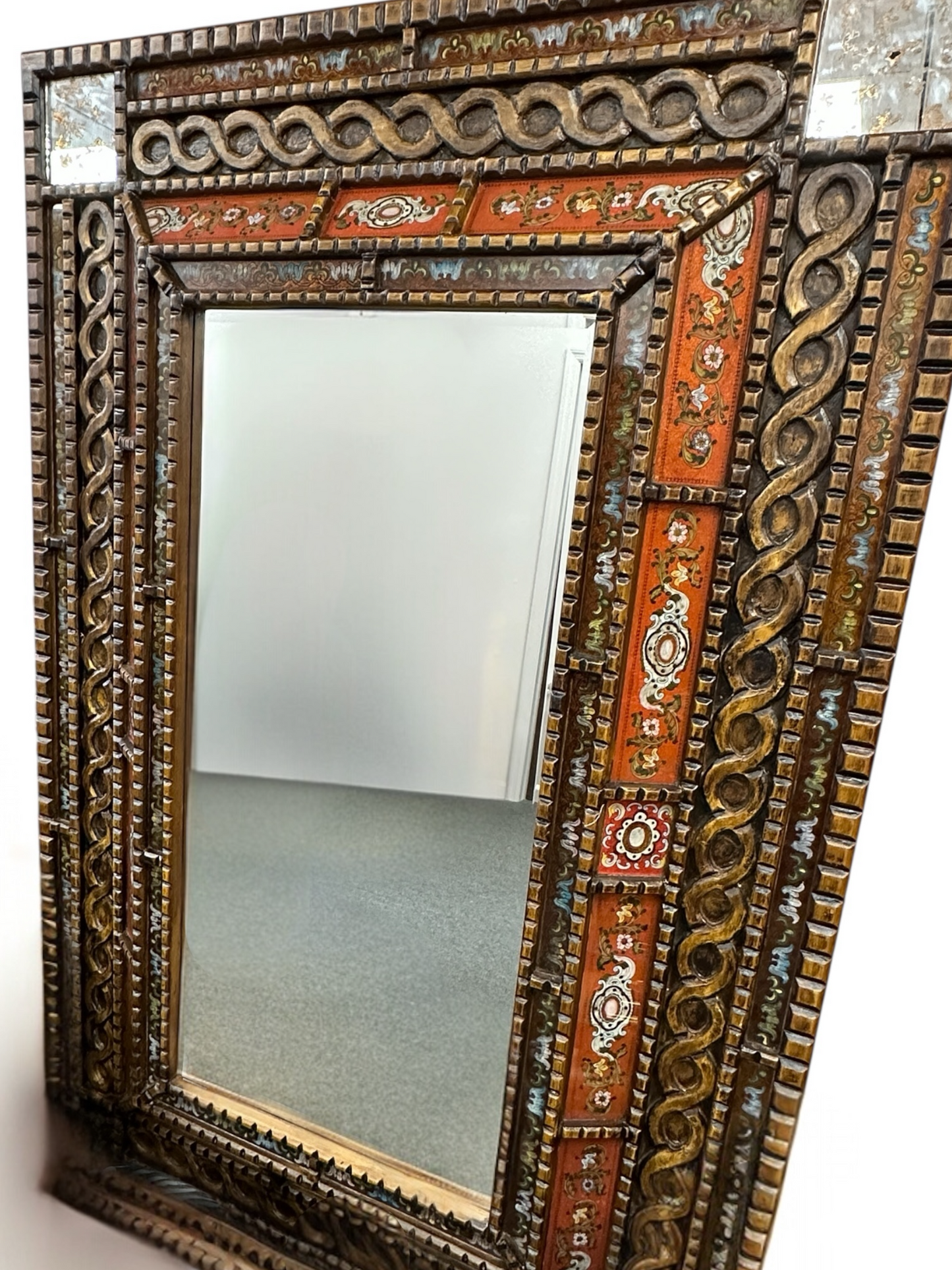 Vintage Ornate Statement Carved Wood Oversized Mirror