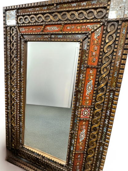 Vintage Ornate Statement Carved Wood Oversized Mirror