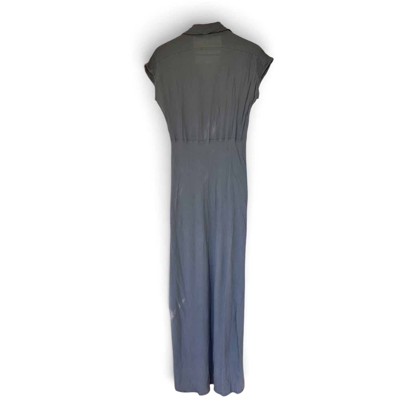 Vintage 90s Ghost London Grey Viscose Crepe Maxi Dress, Made in England, Size