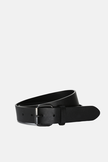 Genuine Black Leather Belt With Black Buckle, Men’s, 3 Sizes Available