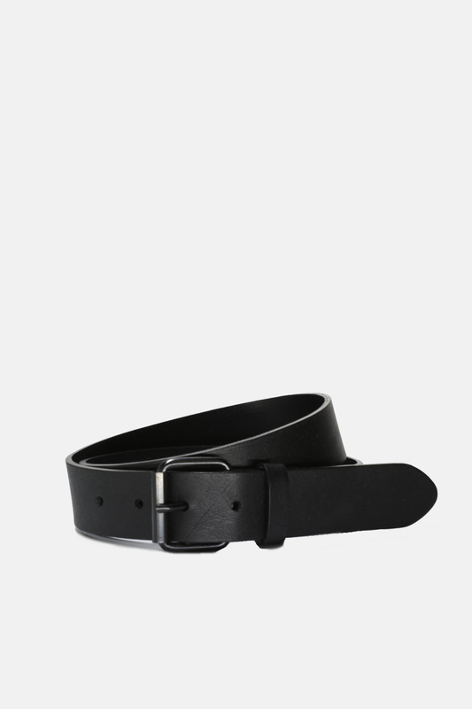 Genuine Black Leather Belt With Black Buckle, Men’s, 3 Sizes Available