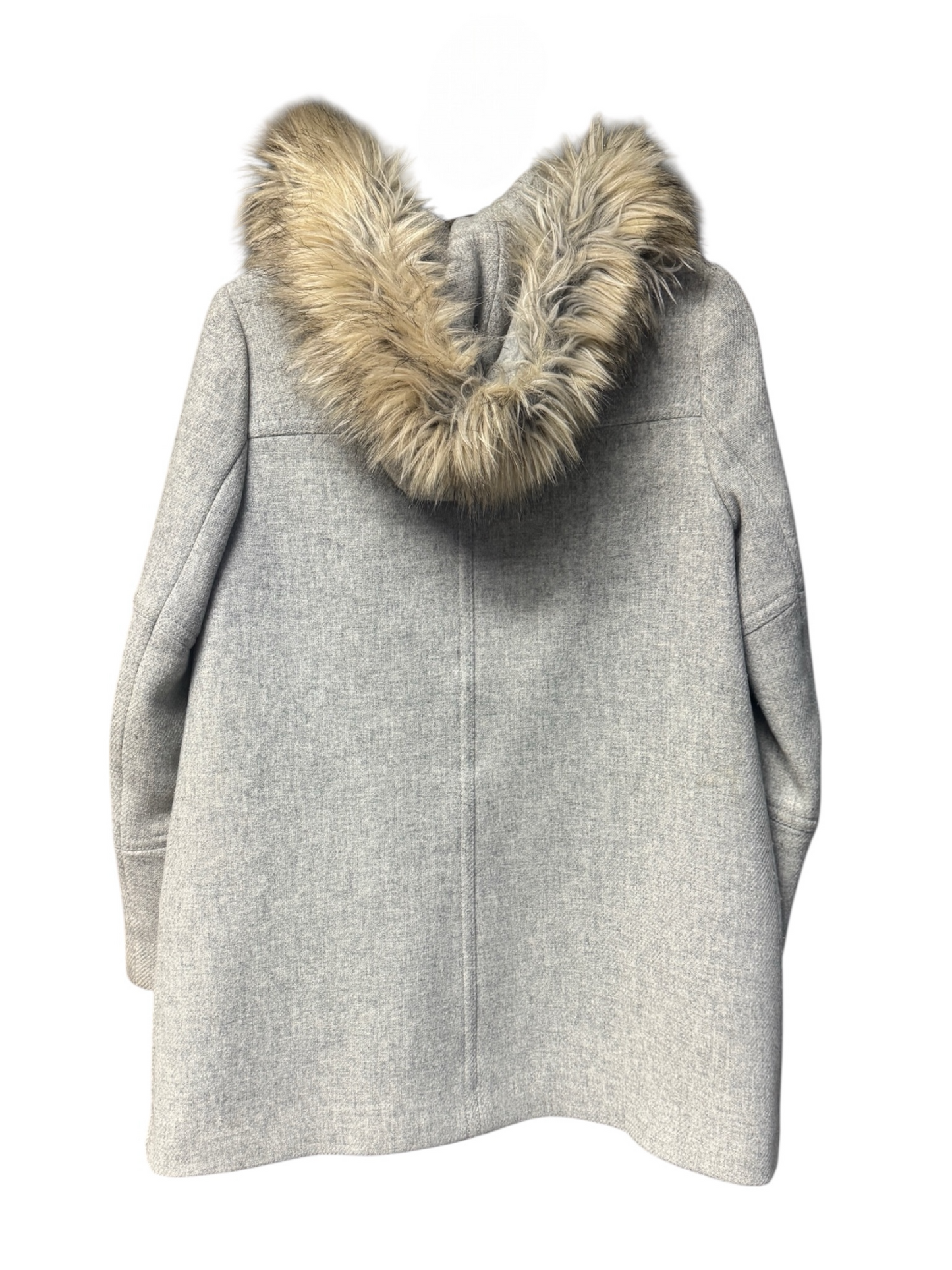 J. Crew Stadium Cloth Coat, Nello Gori, Faux Fur Hood, size 2