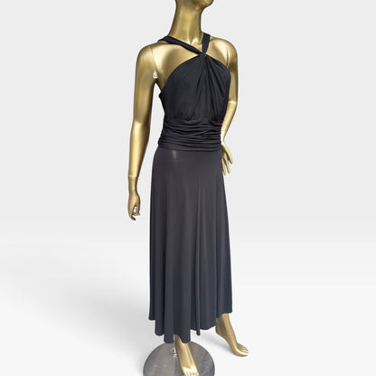 Anne Klein Dress Black Halter Neck Midi Dress, Size 6