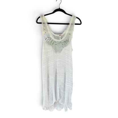 NWOT Free People Boho Open Knit Lace Fairy Tunic Dress White, Size Large