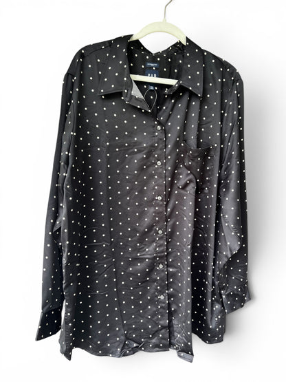 NWT Gap Black & White Polka Dot Boyfriend Shirt, Size XXL