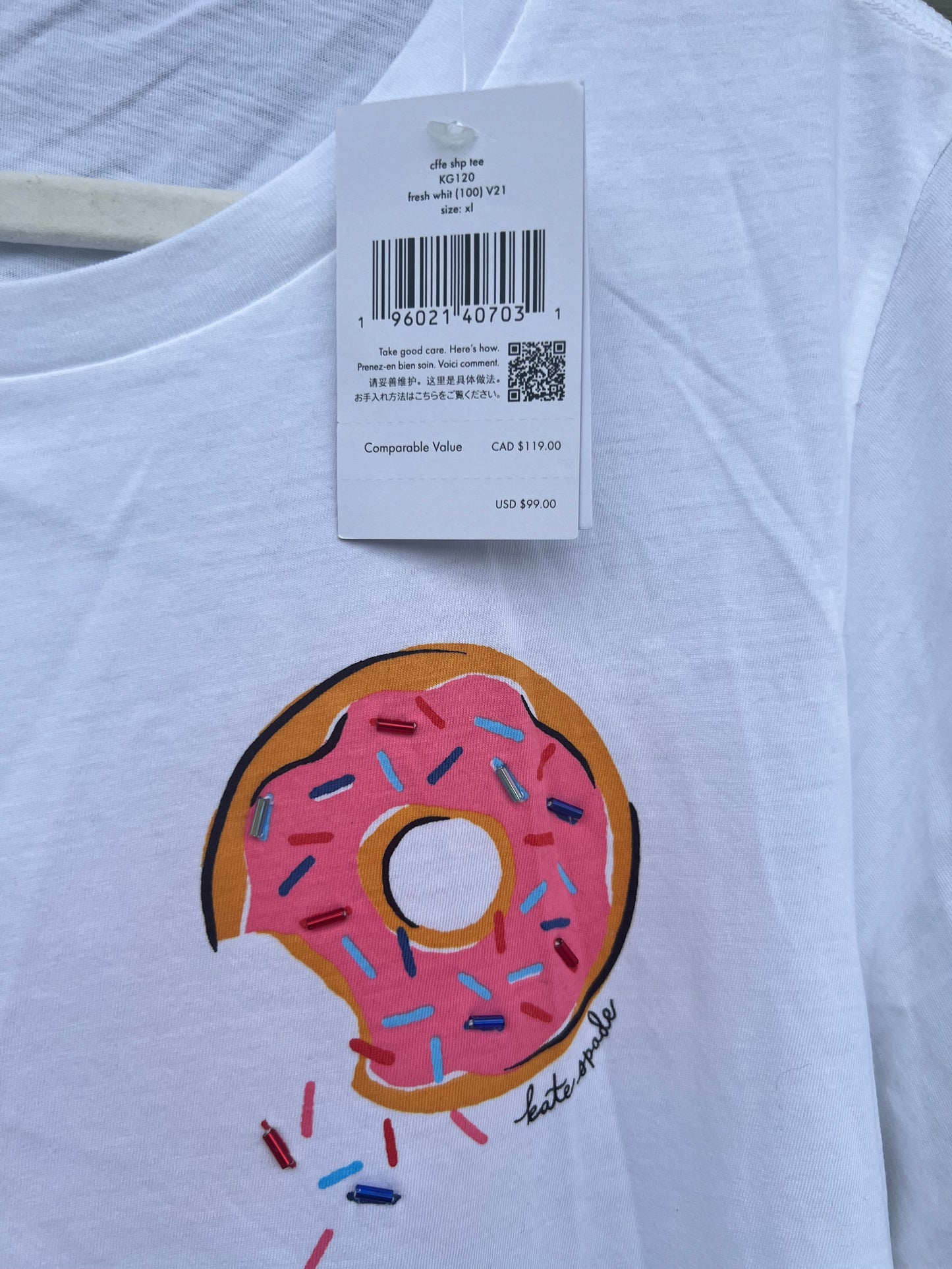 NWT Kate Spade “Coffee Shop” T-Shirt, size xl