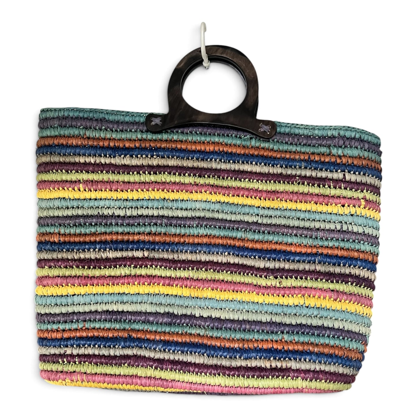 Authentic Jamin Puech Vintage Handcrafted Multi-Color Woven Raffia Basket Tote