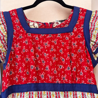 Vintage Prairie Apron Dress With Floral Print, size s