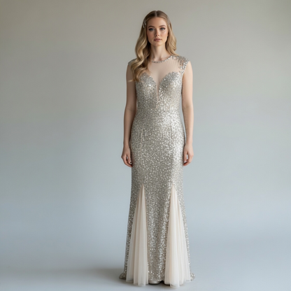 Formal Sequin Long Gown Black Tie Prom Dress by Primavera, size 00