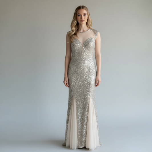 Formal Sequin Long Gown Black Tie Prom Dress by Primavera, size 00