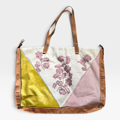 Authentic Mitzi Baker One-of-a-Kind Patchwork Leather Tote Bag Purse *Distressed*