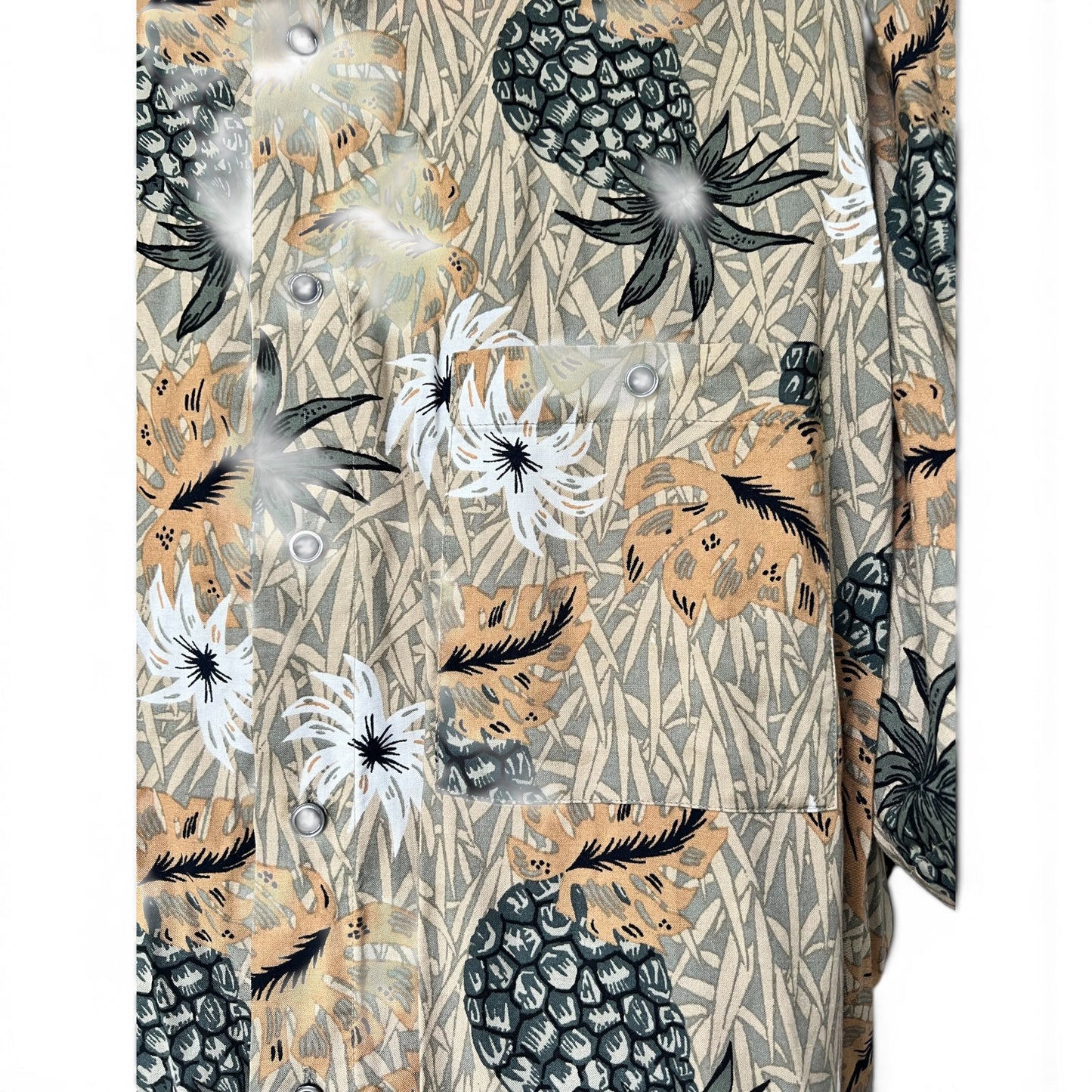 Vintage 90s Hawaiian Pineapple Pattern Aloha Men’s Shirt, Size L