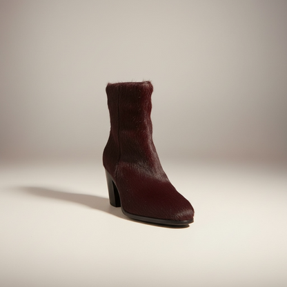 AllSaints Burgundy Pony Hair Ankle Boots size 37