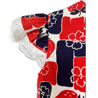 Vintage Strawberry & Floral Geometric Girls Dress, Size 7/8