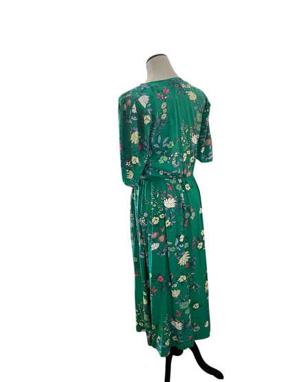 NWT Loft Green Floral Midi Dress, size 8